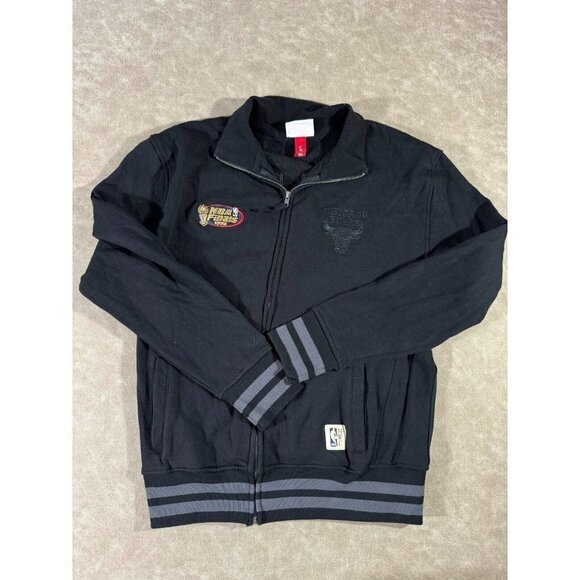 Mitchell & Ness Mens NBA Chicago Bulls 1996 NBA Finals Zip Up Jacket Black Large